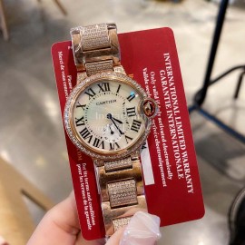 Ballon Bleu De Cartier New Roman Numeral 36mm Dial Diamond Watch 