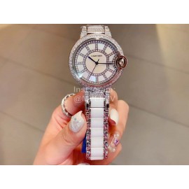 Ballon Bleu De Cartier New Diamond Dial Ceramic Strap Watch Silver