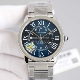 Cartier Classic Roman Numeral Dial Steel Strap Watch Black