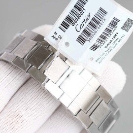 Cartier Classic Roman Numeral Dial Steel Strap Watch Black