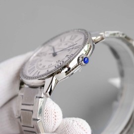 Cartier Classic Roman Numeral Dial Steel Strap Watch White