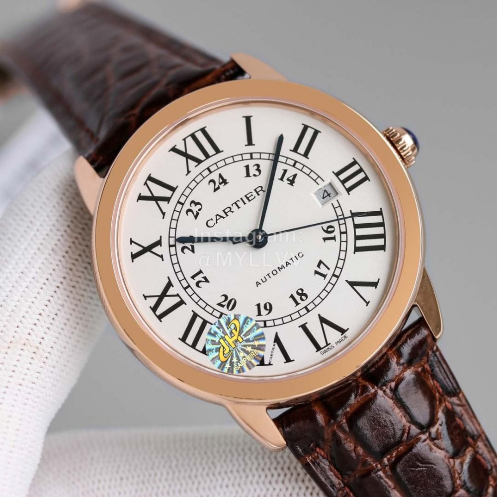 Cartier Classic Roman Numeral Dial Leather Strap Watch White