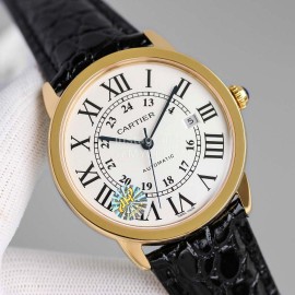 Cartier Classic Roman Numeral Dial Leather Strap Watch White
