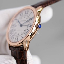 Cartier Classic Roman Numeral Dial Leather Strap Watch White