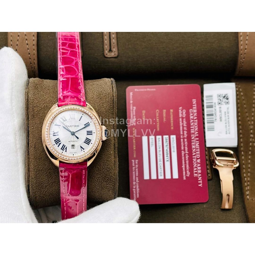 Cartier Eg Factory 316l Refined Steel Diamond Watch Rose Red