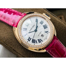 Cartier Eg Factory 316l Refined Steel Diamond Watch Rose Red