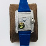 Cartier Eg Factory Tank Anglaise Diamond Dial Watch Blue