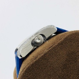 Cartier Eg Factory Tank Anglaise Diamond Dial Blue Strap Watch