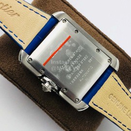 Cartier Eg Factory Tank Anglaise Diamond Dial Blue Strap Watch