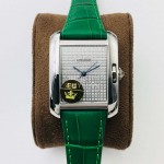 Cartier Eg Factory Tank Anglaise Diamond Dial Green Strap Watch