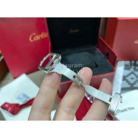 Cartier Classic Roman Numeral Dial Leather Strap Watch Wine Red