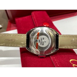 Cartier Classic Roman Numeral Dial Leather Strap Watch Black