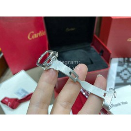 Cartier Classic Roman Numeral Dial Leather Strap Watch Black