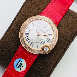 Cartier Dr Factory Roman Numeral Dial Leather Strap Diamond Watch