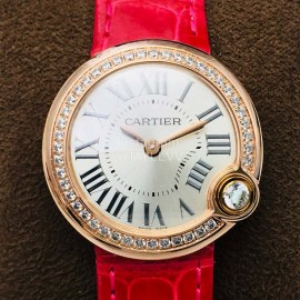 Cartier Dr Factory Roman Numeral Dial Leather Strap Diamond Watch