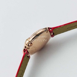 Cartier Dr Factory Roman Numeral Dial Leather Strap Diamond Watch