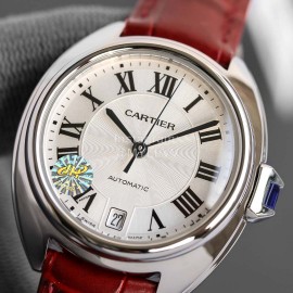 Cartier Classic Black Roman Numeral Dial Leather Strap Watch