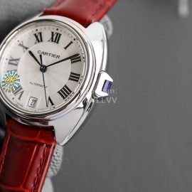 Cartier Classic Black Roman Numeral Dial Leather Strap Watch