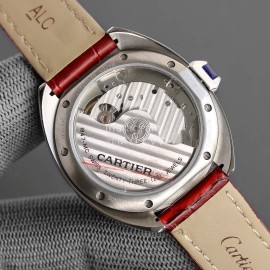 Cartier Classic Black Roman Numeral Dial Leather Strap Watch