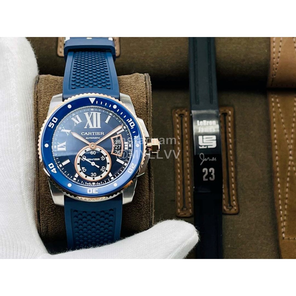 Calibre De Cartier Eg Factory Luminous Calendar Blue Watch
