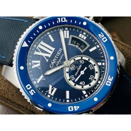 Calibre De Cartier Eg Factory Luminous Calendar Nylon Strap Watch Blue