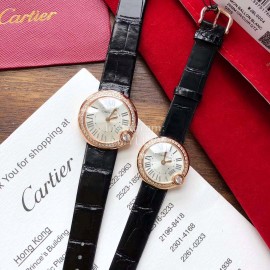 Ballon Blanc De Cartier Leather Strap Diamond Watch