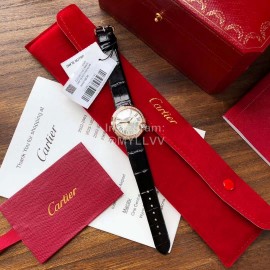 Ballon Blanc De Cartier Leather Strap Diamond Watch