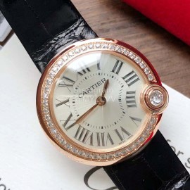 Ballon Blanc De Cartier Leather Strap Diamond Watch