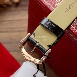 Ballon Blanc De Cartier Leather Strap Diamond Watch