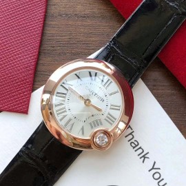 Ballon Blanc De Cartier Black Leather Strap Watch