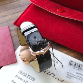 Ballon Blanc De Cartier Black Leather Strap Watch