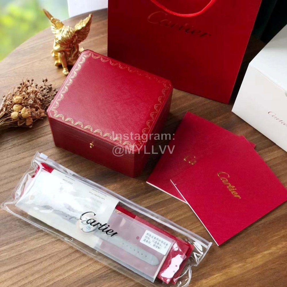 Ballon Blanc De Cartier Leather Strap Diamond Watch Gray