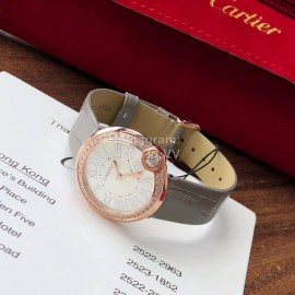 Ballon Blanc De Cartier Leather Strap Diamond Watch Gray