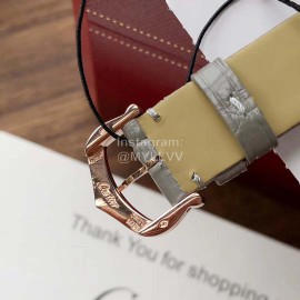 Ballon Blanc De Cartier Leather Strap Diamond Watch Gray