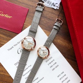 Ballon Blanc De Cartier Leather Strap Watch Gray