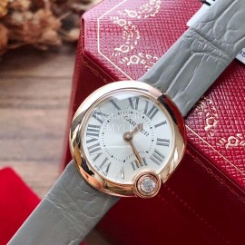 Ballon Blanc De Cartier Leather Strap Watch Gray