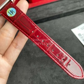 Cartier Tank Must Square Dial Leather Strap Watch Wine Red