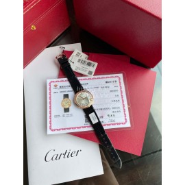 Cartier Roman Digital 30mm Dial Diamond Leather Strap Watch Black