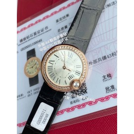 Cartier Roman Digital 30mm Dial Diamond Leather Strap Watch Black