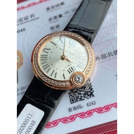 Cartier Roman Digital 30mm Dial Diamond Leather Strap Watch Black