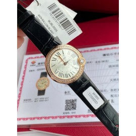 Cartier Roman Digital 30mm Dial Diamond Leather Strap Watch Black