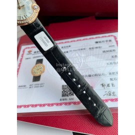 Cartier Roman Digital 30mm Dial Diamond Leather Strap Watch Black