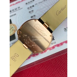 Cartier Roman Digital 30mm Dial Diamond Leather Strap Watch Black