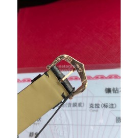 Cartier Roman Digital 30mm Dial Diamond Leather Strap Watch Black