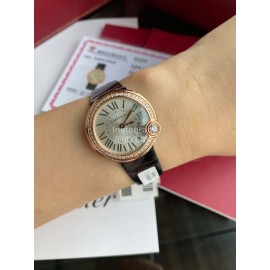 Cartier Roman Digital 30mm Dial Diamond Leather Strap Watch Black