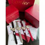 Cartier Roman Digital 30mm Dial Diamond Leather Strap Watch Gray