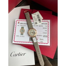 Cartier Roman Digital 30mm Dial Diamond Leather Strap Watch Gray