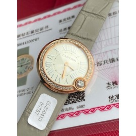 Cartier Roman Digital 30mm Dial Diamond Leather Strap Watch Gray