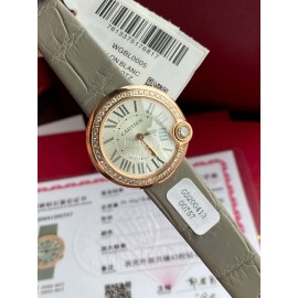 Cartier Roman Digital 30mm Dial Diamond Leather Strap Watch Gray