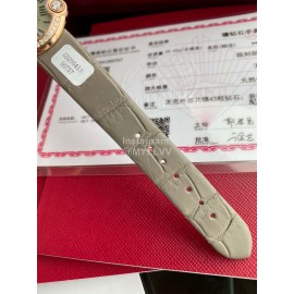 Cartier Roman Digital 30mm Dial Diamond Leather Strap Watch Gray